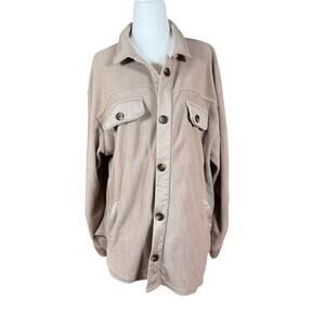 Simply Blessed Outerwear Shacket Womens L Beige Button Up Jacket